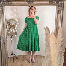  Shirred Ditsy viscose dress in green