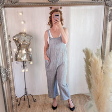  Candy stripe cotton dungarees in white
