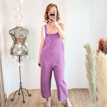  Candy stripe cotton dungarees.