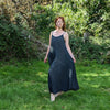 Maxi crinkle dress in charcoal