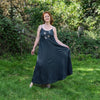 Maxi crinkle dress in charcoal