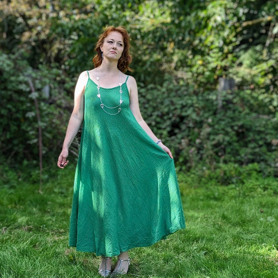 Maxi crinkle dress in green