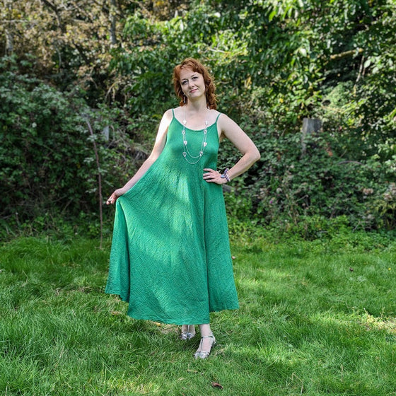 Maxi crinkle dress in green