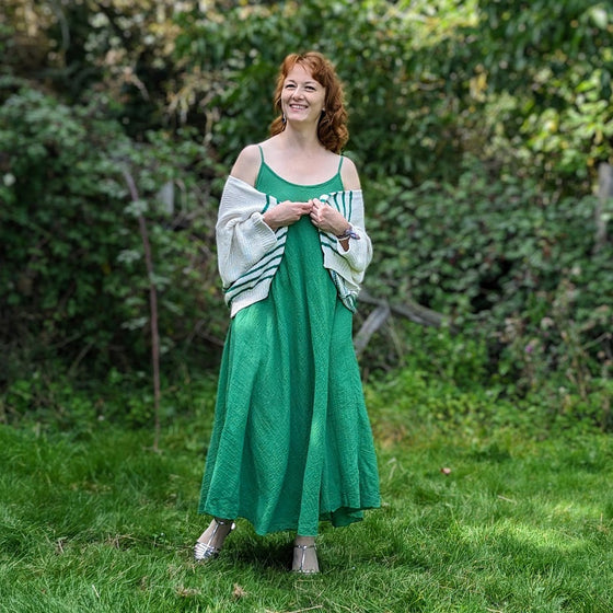 Maxi crinkle dress in green