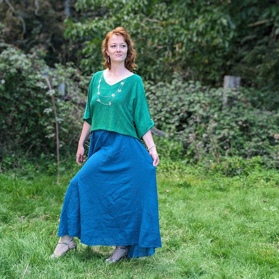 Maxi crinkle dress in teal