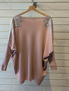 Sequin jumper | Soft knit | Pale pink