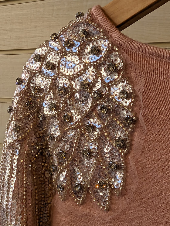 Sequin jumper | Soft knit | Pale pink