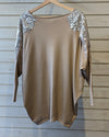 Sequin jumper | Soft knit | Latte