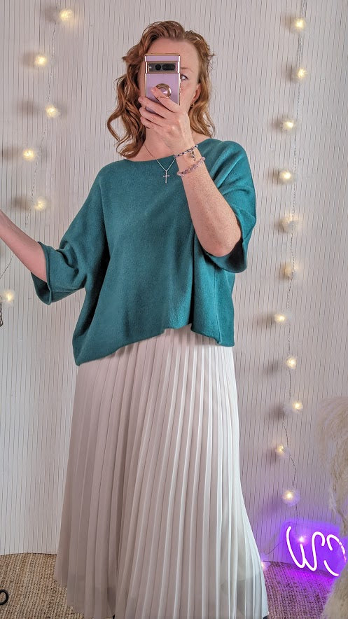 Half sleeve soft knit | Oversized | Green