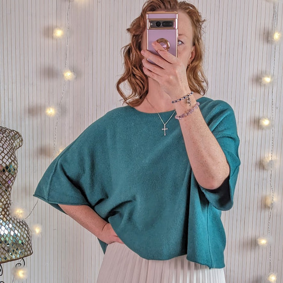 Half sleeve soft knit | Oversized | Green