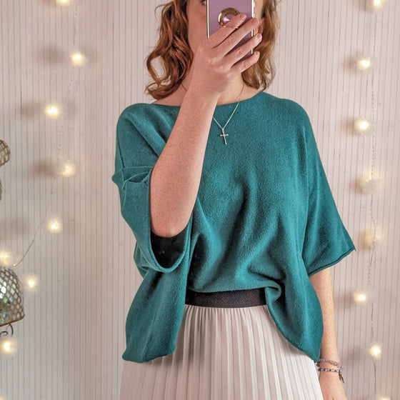 Half sleeve soft knit | Oversized | Green