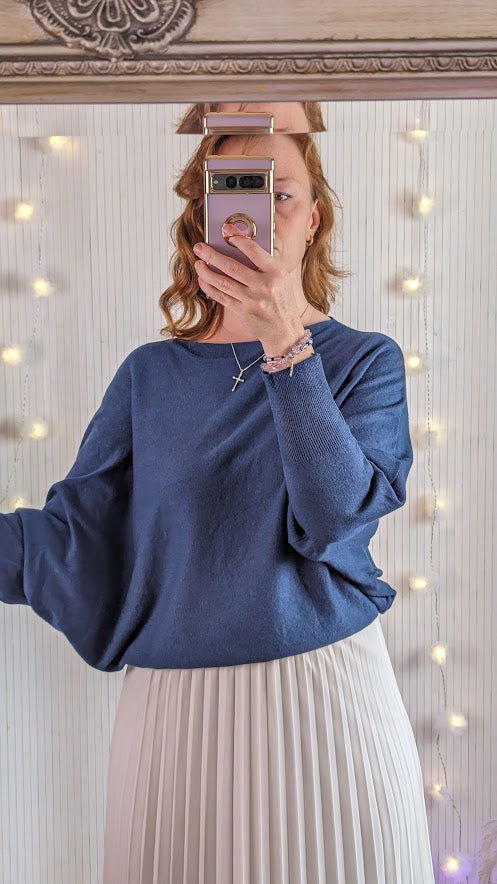 Soft fine knit jumper | Navy