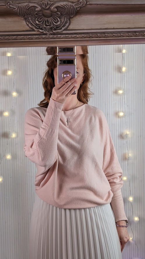 Soft fine knit jumper | Pale pink