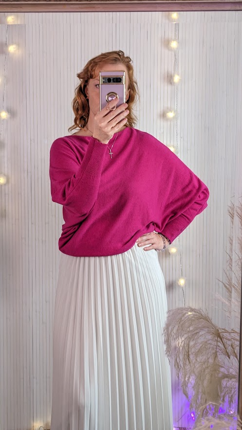 Soft fine knit jumper | Fucia