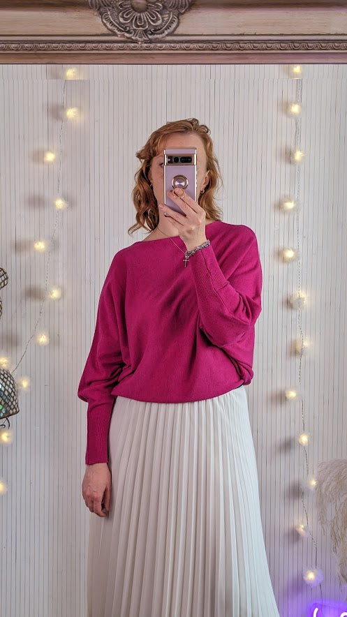 Soft fine knit jumper | Fucia