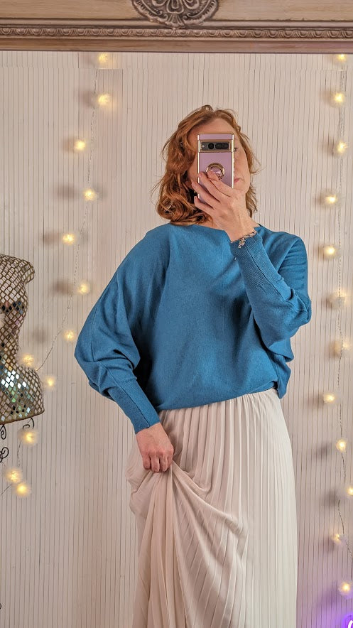 Soft fine knit jumper | Teal