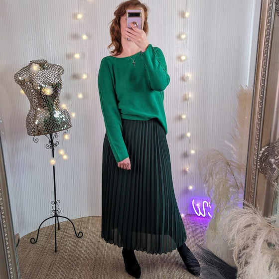 Soft round neck jumper | Green