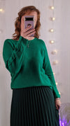 Soft round neck jumper | Green