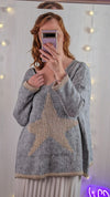 Italian star jumper in light grey