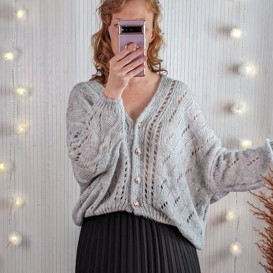 Stylish knit cardy | Light grey