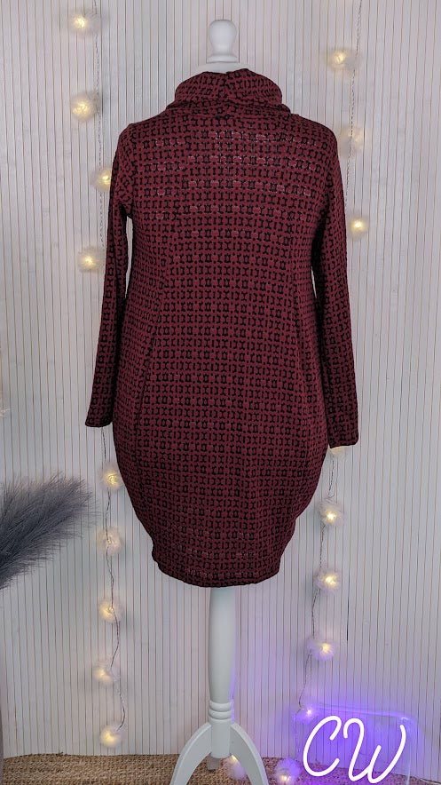 Knit dress with pockets | Burgundy