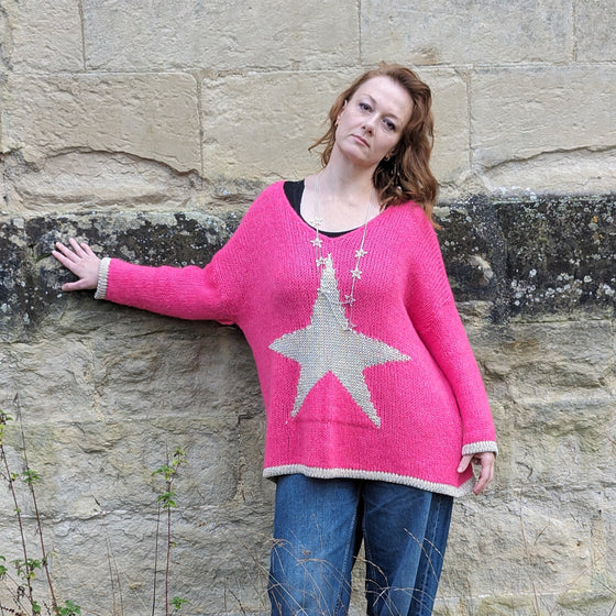 Italian star jumper in pink