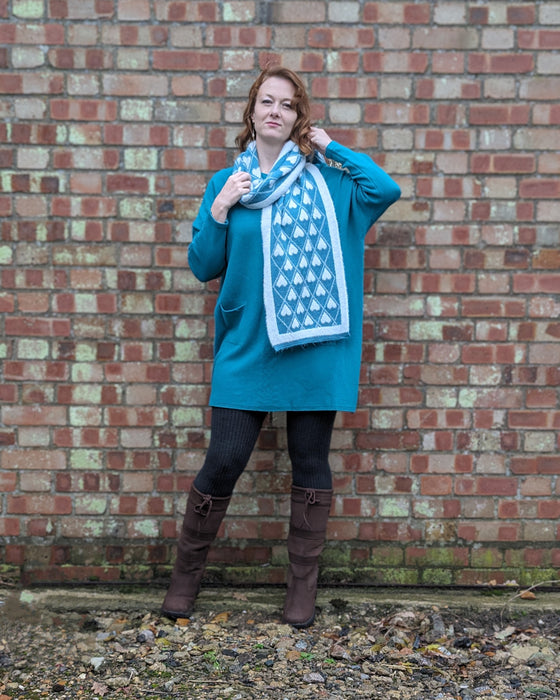 Jumper tunic with heart scarf | Aqua