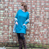 Jumper tunic with heart scarf | Aqua