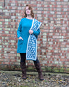 Jumper tunic with heart scarf | Aqua