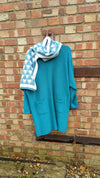 Jumper tunic with heart scarf | Aqua