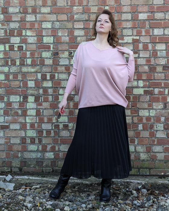 Sequin jumper | Soft knit | Pale pink