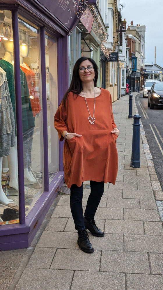 Needlecord Pocket Tunic | Orange