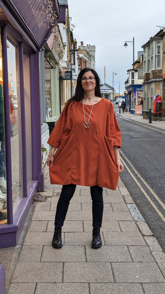 Needlecord Pocket Tunic | Orange