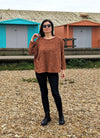 One pocket tweed top| Rust