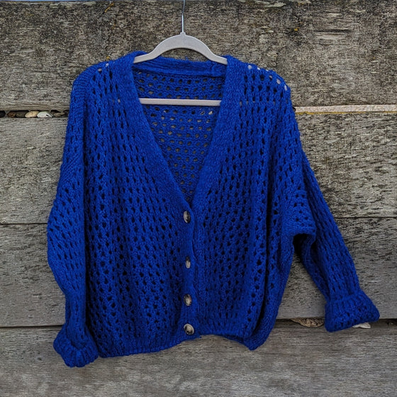 Chunky knit cardy | Royal blue