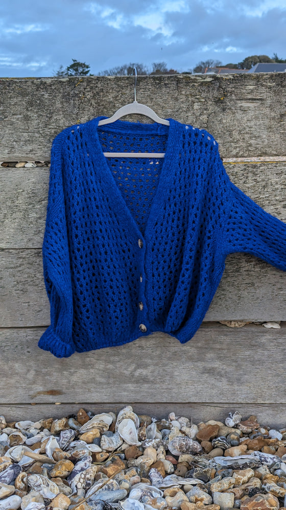 Chunky knit cardy | Royal blue