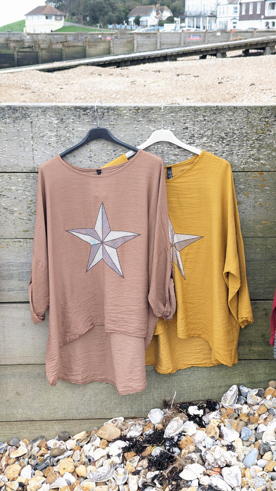 Star tunic turn up sleeve | Camel