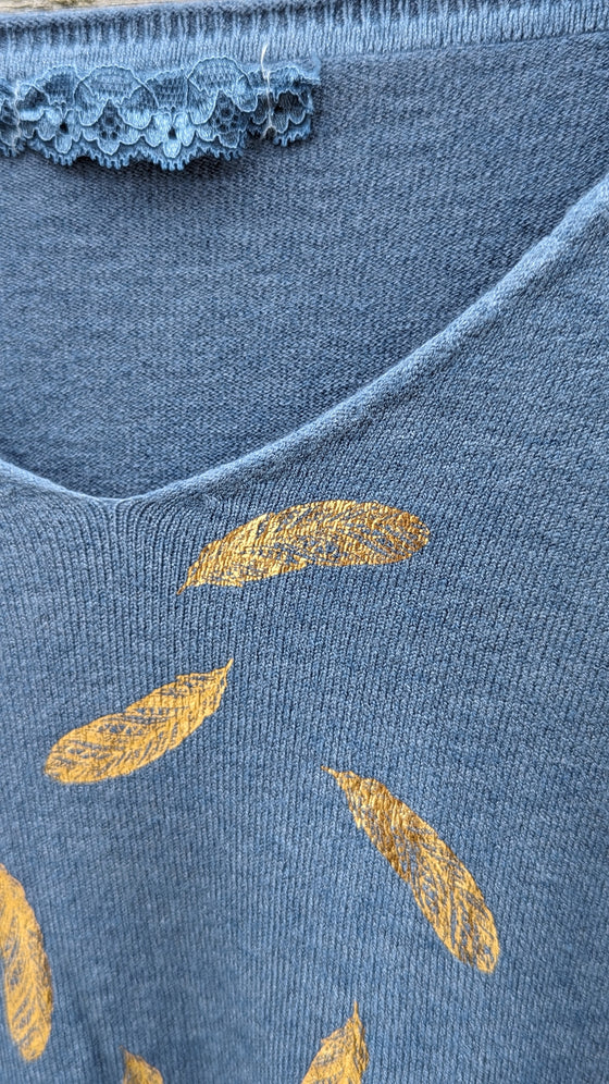 Gold leaf jumper | Blue