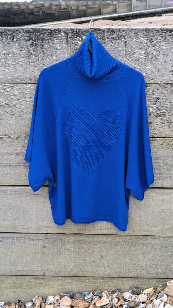 Soft heart jumper tunic| Oversized | Royal blue