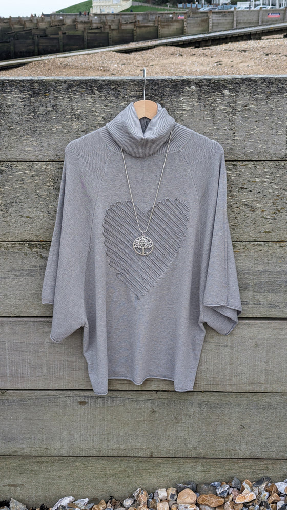 Soft heart jumper tunic| Oversized | Grey