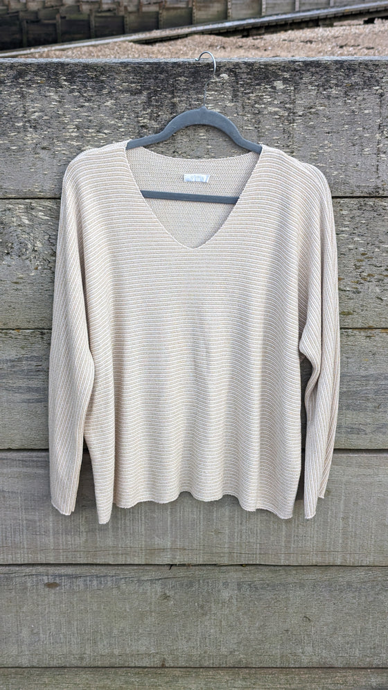 Gold thread soft jumper | Cream