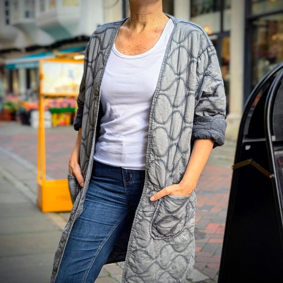 Quilted jacket with pockets | Weathered grey