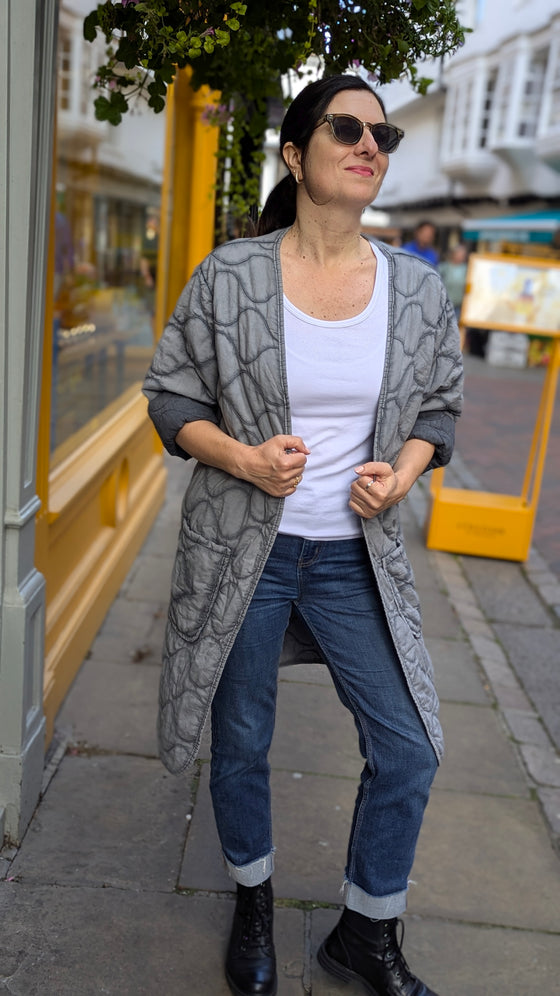 Quilted jacket with pockets | Weathered grey