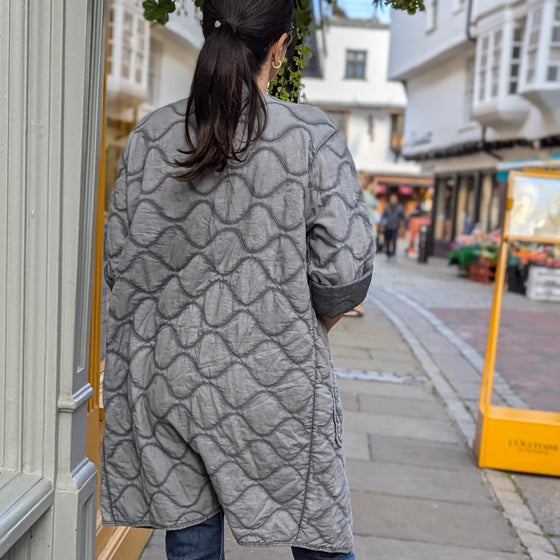 Quilted jacket with pockets | Weathered grey