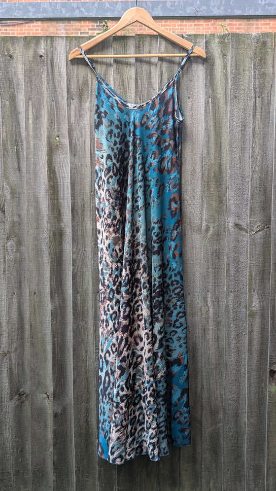 Maxi cami dress in teal | Animal print | Teal