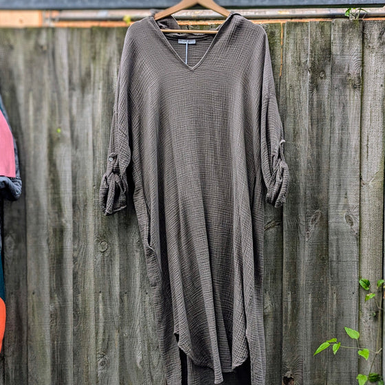 Cocoon maxi shirt dress in Grey