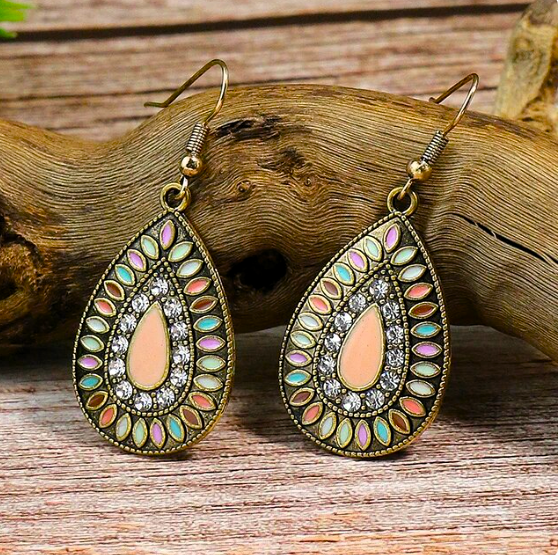 Boho earrings with embedded stones