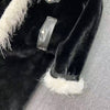 Chic Black & White Faux Fur Trim Long Coat DH31
