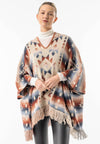 Californian Hooded Batwing Poncho with Fringe: California / One Size