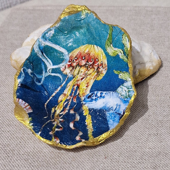 NEW Jellyfish Turtle Oyster Shell Trinket Dish Gift Sealife